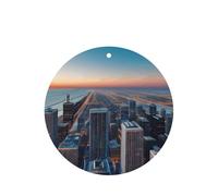 Chicago Illinois Usa 1 ambientador colgante, tarjetas redondas de fragancia de lavanda para interior de automóviles, paquete de 10/24 tarjetas