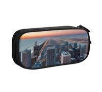 Chicago Illinois USA 1 - Bolsa de papelería ligera para bolígrafos, escuela, universidad, oficina, viajes, niños, niñas y adultos, Black, Talla única, Juego de mochila escolar