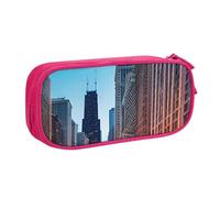 Chicago Illinois USA - Bolsa ligera para bolígrafos, escuela, universidad, oficina, viajes, niños, niñas y adultos, Pink, Talla única, Juego de mochila escolar