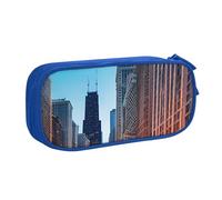 Chicago Illinois USA - Bolsa ligera para bolígrafos, escuela, universidad, oficina, viajes, niños, niñas y adultos, Blue, Talla única, Juego de mochila escolar