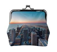 Chicago Illinois USA - Monedero pequeño con impresión de 1 monedero, monedero pequeño para mujeres y hombres, Negro -, Talla única, Vintage