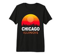Chicago Illinois Vintage Sunset Retro City State USA Camiseta Premium