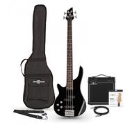 Chicago Left Handed Bass Guitar Black 15W Bass Amp & Accessory Pack