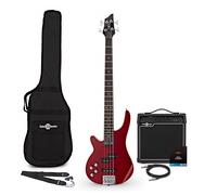 Chicago Left Handed Bass Guitar Trans Red 15W Bass Amp & Accessory Pack