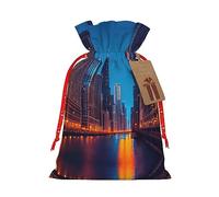 Chicago Night - Bolsas de regalo de arpillera, ideales para cumpleaños, aniversarios, bolsas de regalo de tela artísticas para todas las ocasiones
