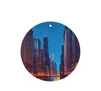 Chicago Night Hanging - Juego de ambientador para colgar en la noche, tarjetas redondas de fragancia de lavanda para interiores de automóviles, paquete de 10/24 tarjetas