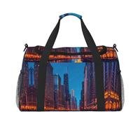 Chicago Night Print - Bolsa de viaje para fin de semana, bolsa de gimnasio, bolsa de noche, artículos esenciales de viaje para mujeres y hombres, Black, Talla única