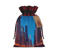 Chicago Night Print Festive Christmas - Bolsas de regalo con cordón para envolver regalos decorativos de Navidad