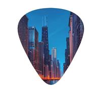 Chicago Night - Púas de celuloide para guitarra acústica, bajo, púas de guitarra con caja organizadora