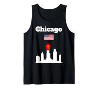 Chicago Papa León XIV Chicago Horizonte con sombrero del Papa bandera de Estados Unidos Camiseta sin Mangas