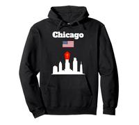 Chicago Papa León XIV Chicago Horizonte con sombrero del Papa bandera de Estados Unidos Sudadera con Capucha