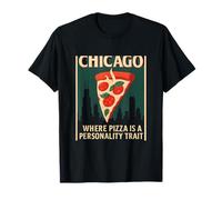 Chicago Pizza Personalidad Rasgo Diseño Art Deco Horizonte Camiseta