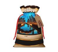 Chicago Reflected - Bolsa de regalo de Navidad con cordón para fiestas, perfecta para regalos de Navidad y equipaje de mano