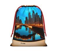 Chicago Reflected Print - Bolsas de regalo de varios tamaños, bolsas de regalo con cordón para mujeres, Navidad, cumpleaños, reutilizables
