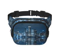 Chicago Reflected Print - Cangurera para mujer con correa ajustable para entrenamiento, correr, senderismo, riñonera cruzada, Black, Talla única