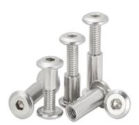 Chicago Screws - 25 tuercas de acero inoxidable M5 304 para muebles con tornillo, tuerca hexagonal plana, clavo combinado de álbum (M5 x 35, 25 piezas)