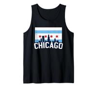 Chicago Skyline Ciudad Bandera Illinois Souvenir Regalo Camiseta sin Mangas