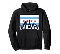 Chicago Skyline Ciudad Bandera Illinois Souvenir Regalo Sudadera con Capucha