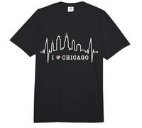 Chicago Skyline Latido del Corazón EE.UU. Me Encanta Chicago Comfort Colors Adult Heavyweight T-Shirt