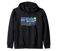 Chicago Skyline Noche Estrellada Vintage Van Gogh Style Sudadera con Capucha