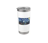 Chicago Skyline Noche Estrellada Vintage Van Gogh Style Vaso térmico de acero inoxidable de doble pared
