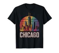 Chicago Skyline Retro Rainbow City Pride Arte Urbano LGBTQ+ Camiseta
