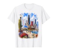 Chicago Skyline Vintage Travel Illinois Camiseta