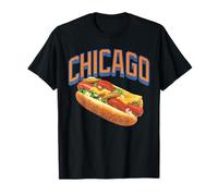 Chicago Style Hot Dogs Midwest Foodie Orange and Blue Text Camiseta