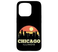 Chicago The Windy City Vintage Sunset Horizonte clásico Carcasa para iPhone 15 Pro