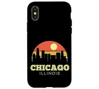 Chicago The Windy City Vintage Sunset Horizonte clásico Carcasa para iPhone X/XS