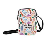 Chicago Travel Gift Next Stop Chicago - Bolsa de cosméticos con cremallera, bolsa de maquillaje Chicago Landmark, Chicago Cb Reino Unido, Bolsa de cosméticos