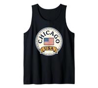 Chicago USA Pride City Emblema Bandera Círculo Estados Unidos Camiseta sin Mangas