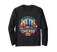 Chicago USA Round Travel Souvenir City Landmark Turista Regalo Manga Larga