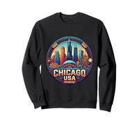 Chicago USA Round Travel Souvenir City Landmark Turista Regalo Sudadera