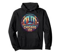Chicago USA Round Travel Souvenir City Landmark Turista Regalo Sudadera con Capucha