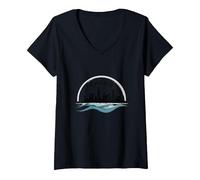 Chicago Vibes Skyline Lake Michigan Urban Pride Camiseta Cuello V, Mujer, Negro, M
