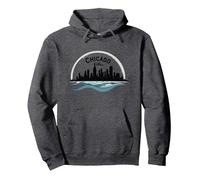 Chicago Vibes Skyline Lake Michigan Urban Pride Sudadera con Capucha, Unisex para Adultos, Jaspeado Oscuro, M