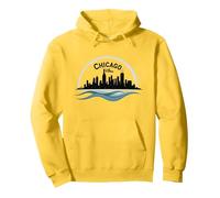 Chicago Vibes Skyline Lake Michigan Urban Pride Sudadera con Capucha, Unisex para Adultos, Limón, M