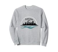 Chicago Vibes Skyline Lake Michigan Urban Pride Sudadera, Unisex para Adultos, Gris Jaspeado, M