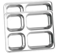 CHICAMPERA 2 piezas Bandejas de Comida Divididas Inoxidable de Platos Profundos para Almuerzo Escolar Bandejas Apilables y Ligeras Resistentes y Fáciles de Limpiar