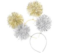 CHICAMPERA 2 piezas Diademas para Mujer con Pompones de Lentejuelas Brillantes Flexibles y Ligeras Cintillos de Colores Plata para Fiestas y Eventos de Unidades