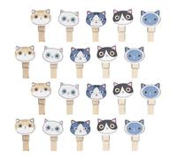 CHICAMPERA 30 Pinzas de Madera Forma de Gato para Fotos, Clips Creativos de Colores para Colgar en Pared, Multiusos y Resistentes para Collage de Fotos
