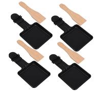 CHICAMPERA 4 Juegos Mini Sartenes para Derretir Queso para Raclette con Espátulas de Madera Sartenes de Grill Eléctrico para Cocinar Reuniones y Picnics