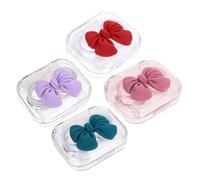 CHICAMPERA 4juegos Caja de Lentes de Contacto de Viaje con Tapa Integrada Transparente Estuche para Lentillas Plástico Resistente Colores Rojo Azul Púrpura Rosa Portátil y Prueba de Fugas