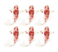CHICAMPERA 6 Figuras de Cristal de Pez Koi Rojo Detalles Tallados a Mano, Decoración Realista para Escritorio y Acuario, Estilo Refinado y Translúcido, Paquete de 6 Piezas