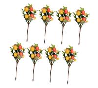 CHICAMPERA 8piezas Adorno De Flores Artificiales De Pascua con Huevos De Colores Pastel De Ramas De Baya y Verdes Decoración Primaveral para Jarrón y Eventos Festivos