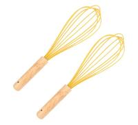 CHICAMPERA Batidor Manual de Silicona y Madera Herramienta Resistente para Huevos y Crema, 2 Piezas para Hornear en Panadería Casera y Cocina