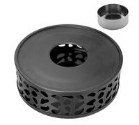 CHICAMPERA Calentador de Tetera con Portavelas Acero Inoxidable Base para Tejas con Soporte de Cera para Cafés Té Oficina Hogar Negro Plateado