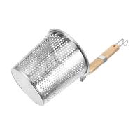 CHICAMPERA Colador de Pasta de Acero Inoxidable Mango de Madera, Malla Fina y Cesta Profunda para Cocina, Fácil de Usar Gancho para Colgar