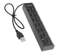 CHICAMPERA Concentrador USB de 7 Puertos Indicador LED Azul, Diseño Portátil en Abs, Ahorro de Energía y Función Plug and Play para Escuela y Viaje